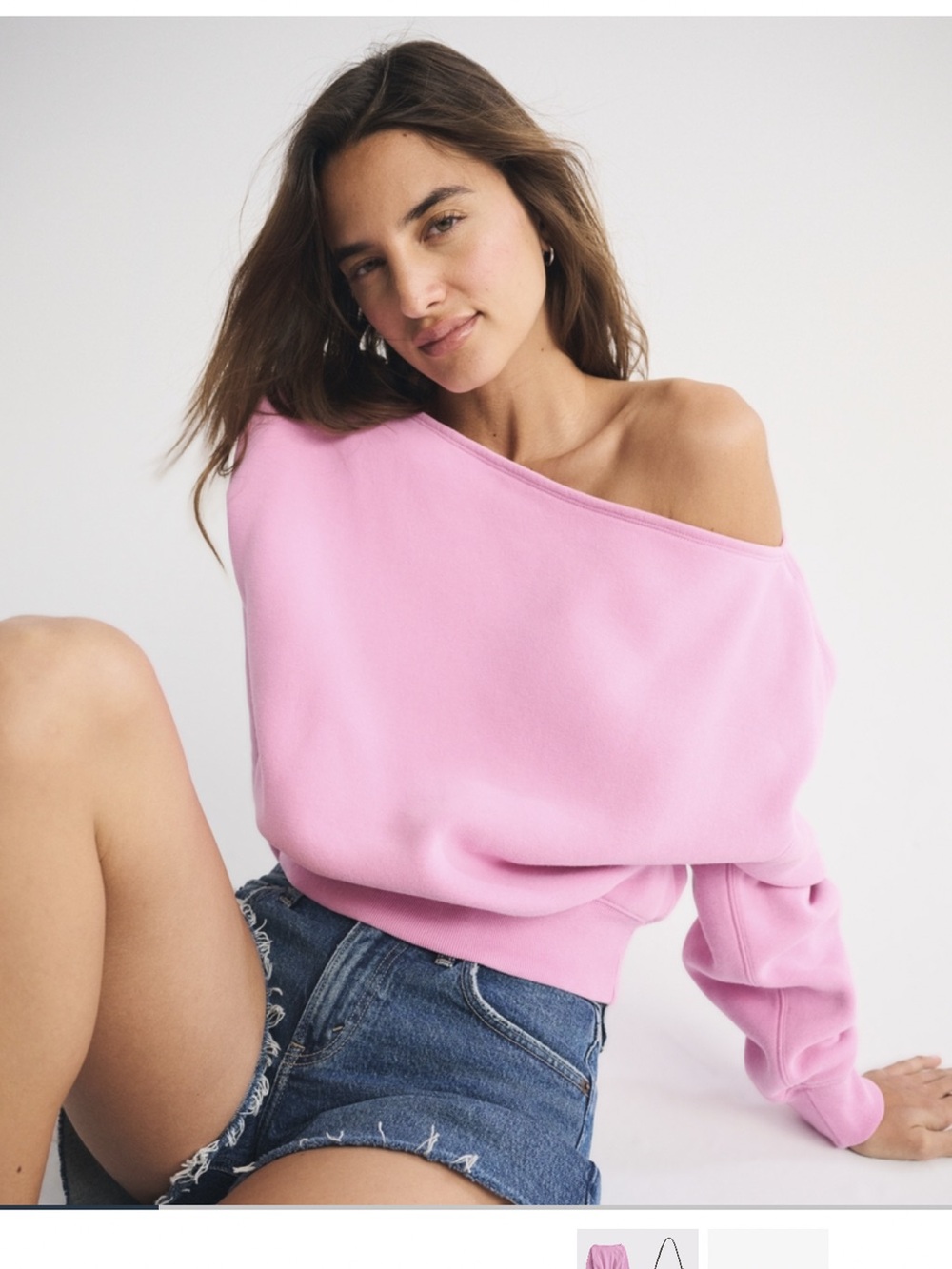 Abercrombie & Fitch Pink Off-Shoulder Sweatshirt